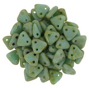 6mm Opaque Turquoise Picasso CzechMates Triangle 2 Hole Glass Beads Approx. 9g Tube