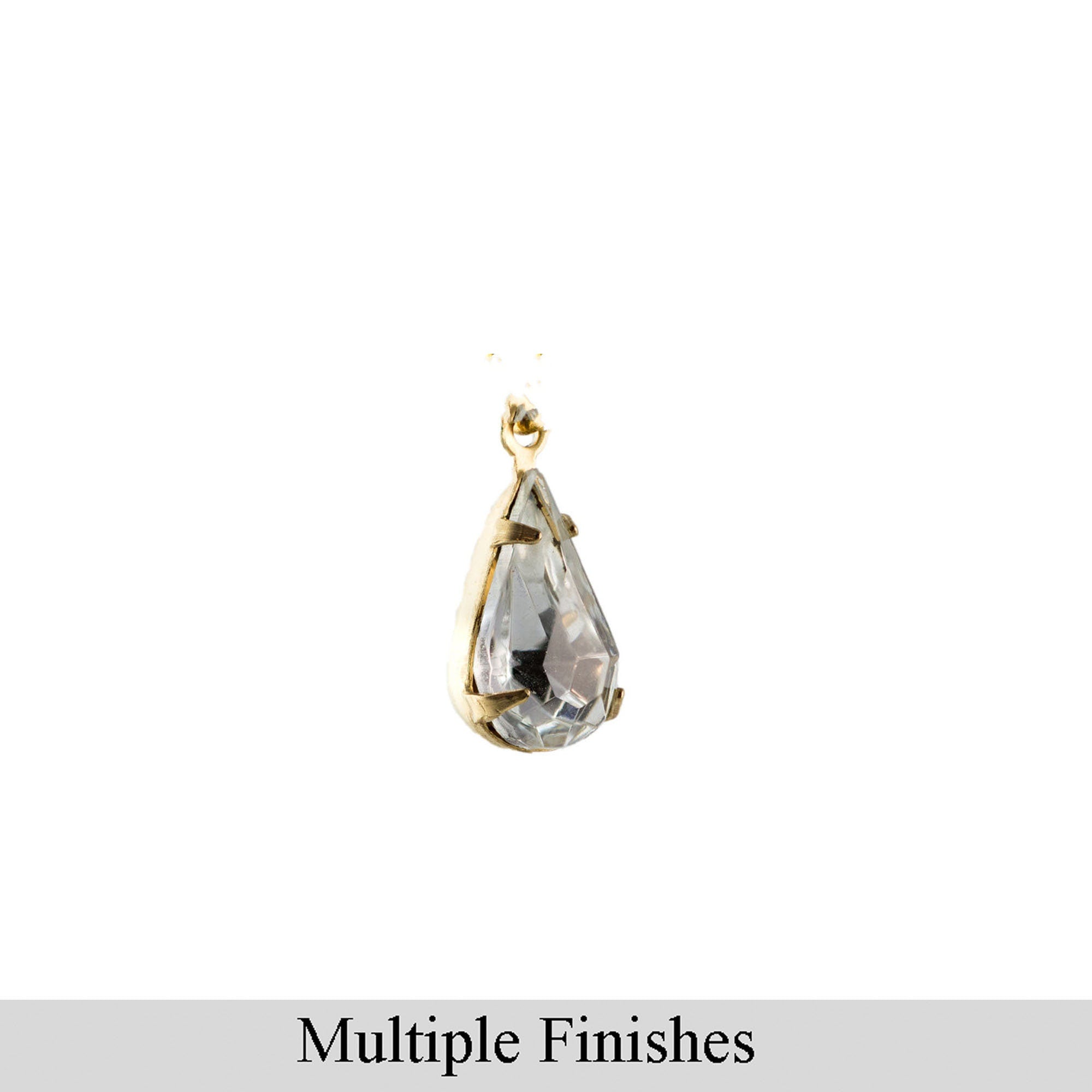 8x4mm Clear Faceted Glass Teardrop Stone in 1 Loop Setting