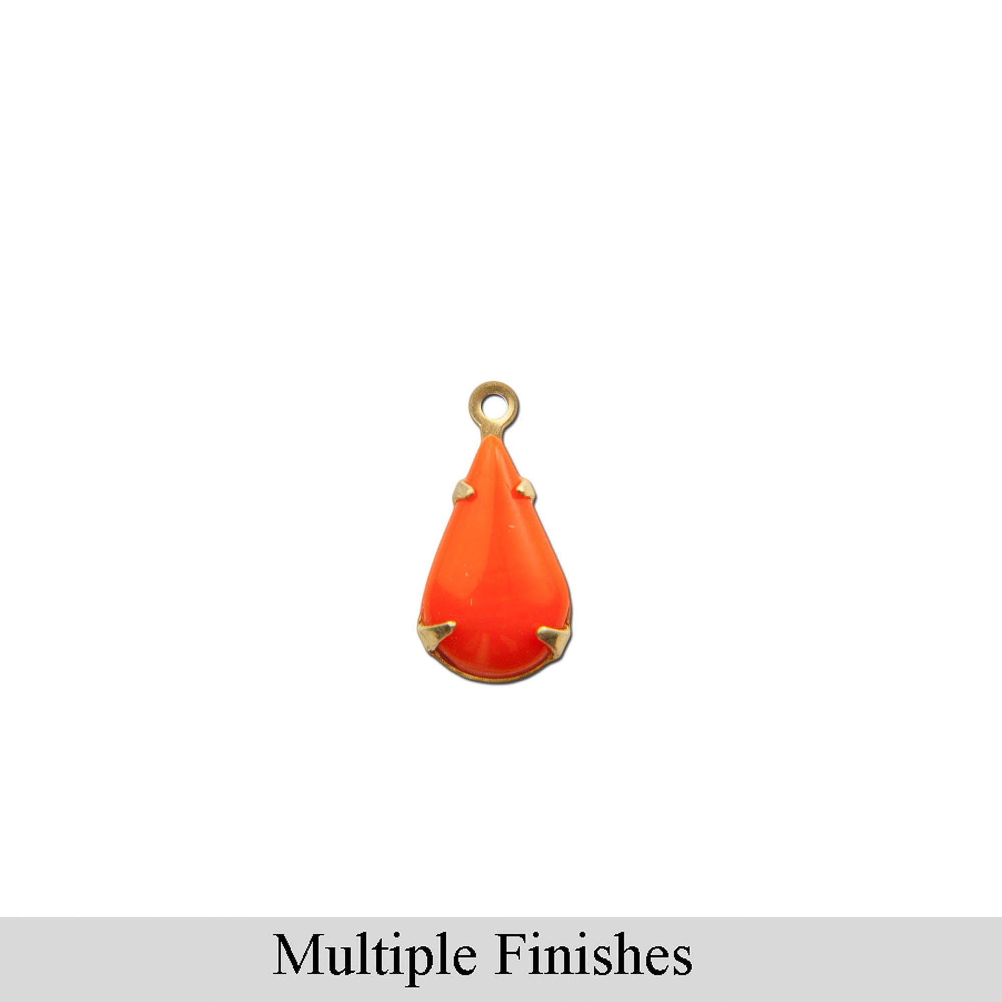 8x4mm Orange Glass Teardrop Stone in 1 Loop Setting