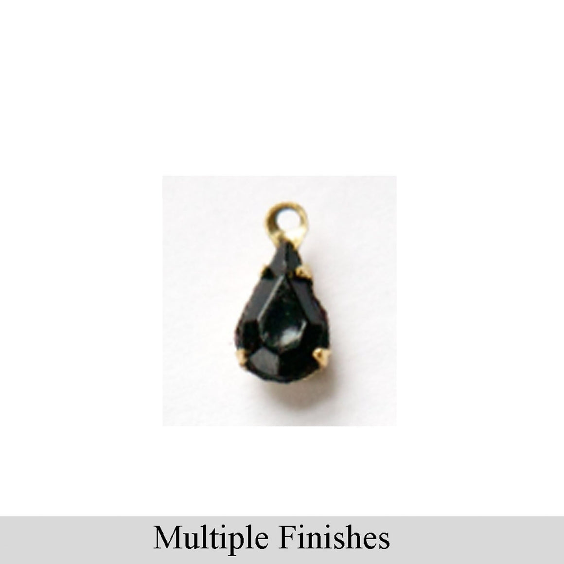8x4mm Black Faceted Glass Teardrop Stone in 1 Loop Setting