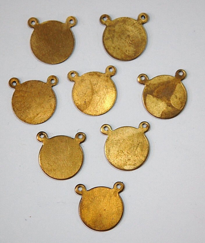 2 Loop Raw Brass Flat Circle Setting Drop (8) mtl129A