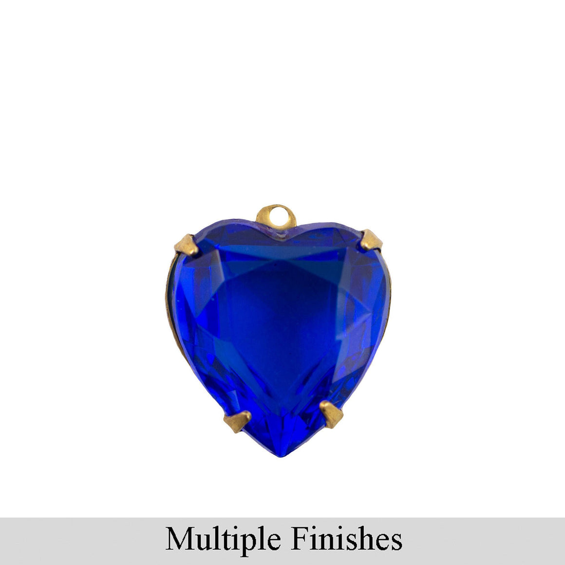15mm Sapphire Faceted Glass Heart Stone in 1 Loop Open Back Setting