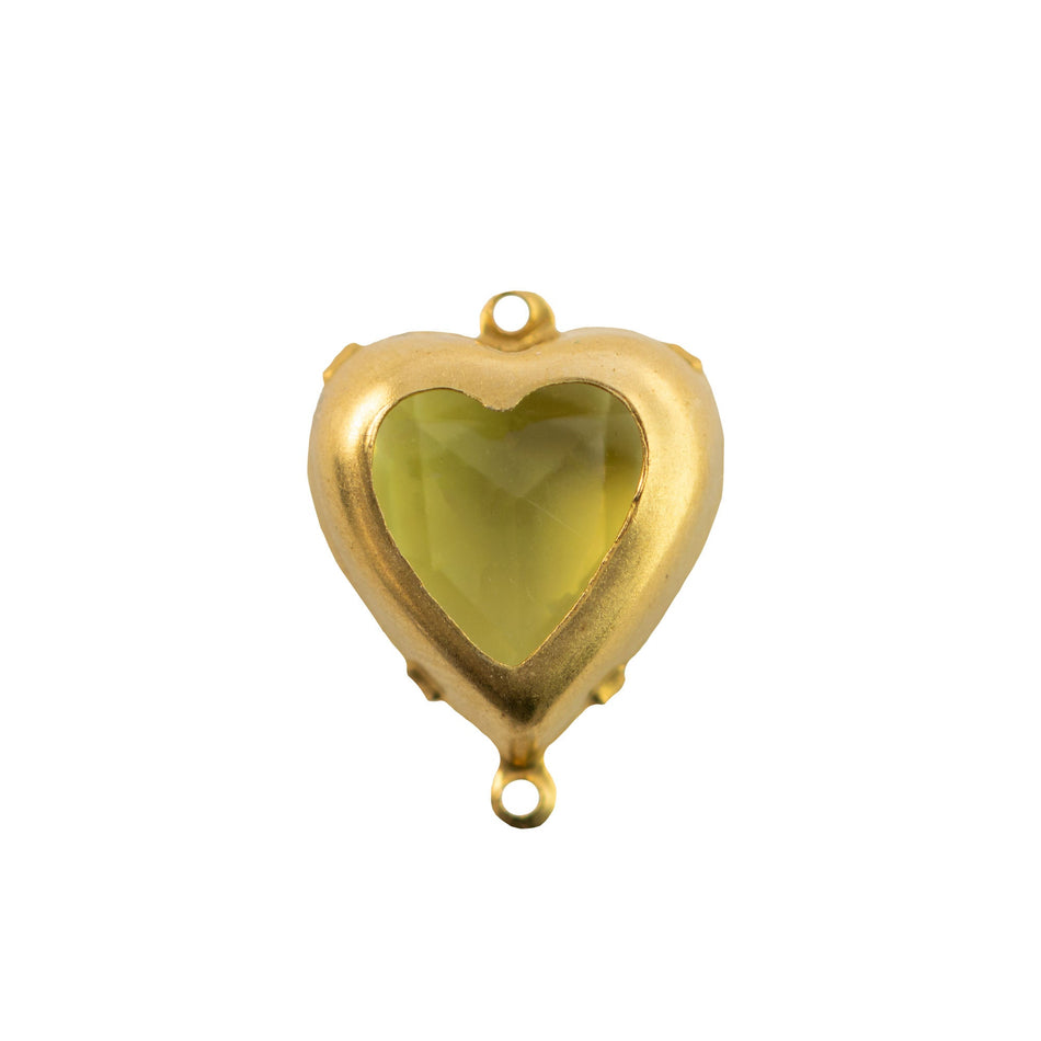 15mm Jonquil Faceted Glass Heart Stone in 2 Loop Open Back Setting