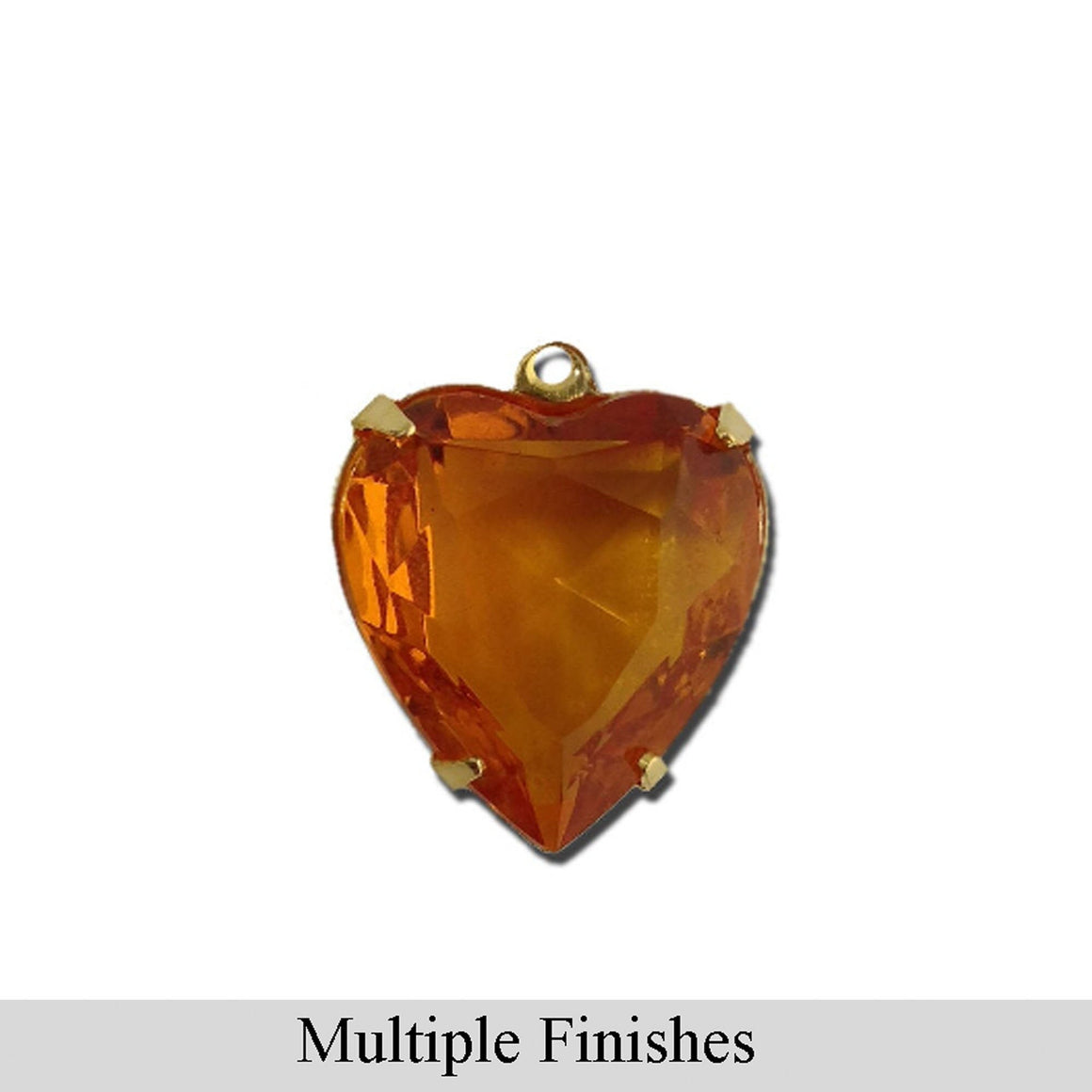 15mm Topaz Faceted Glass Heart Stone in 1 Loop Open Back Setting