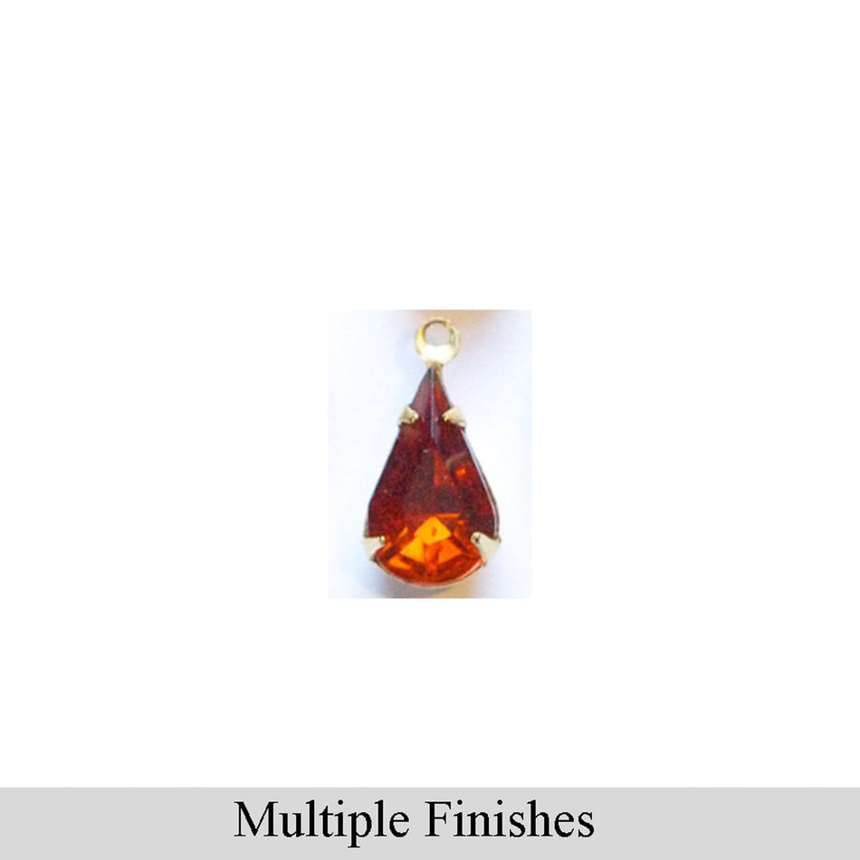 8x4mm Madeira Topaz Faceted Glass Teardrop Stone in 1 Loop Setting