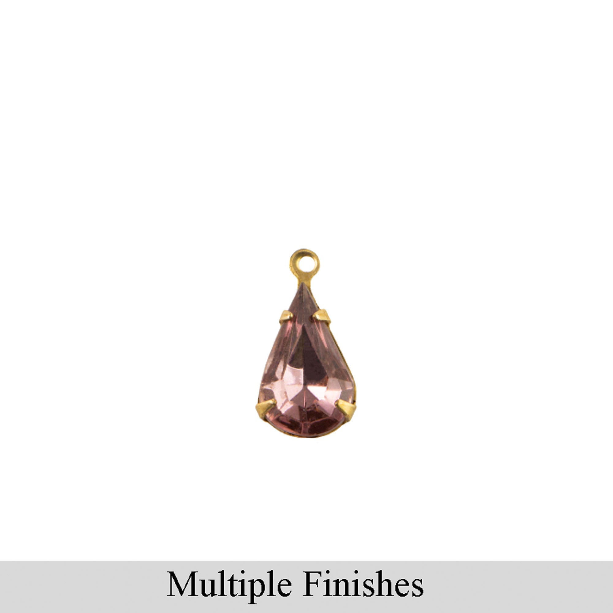 8x4mm Light Amethyst Faceted Glass Teardrop Stone in 1 Loop Setting