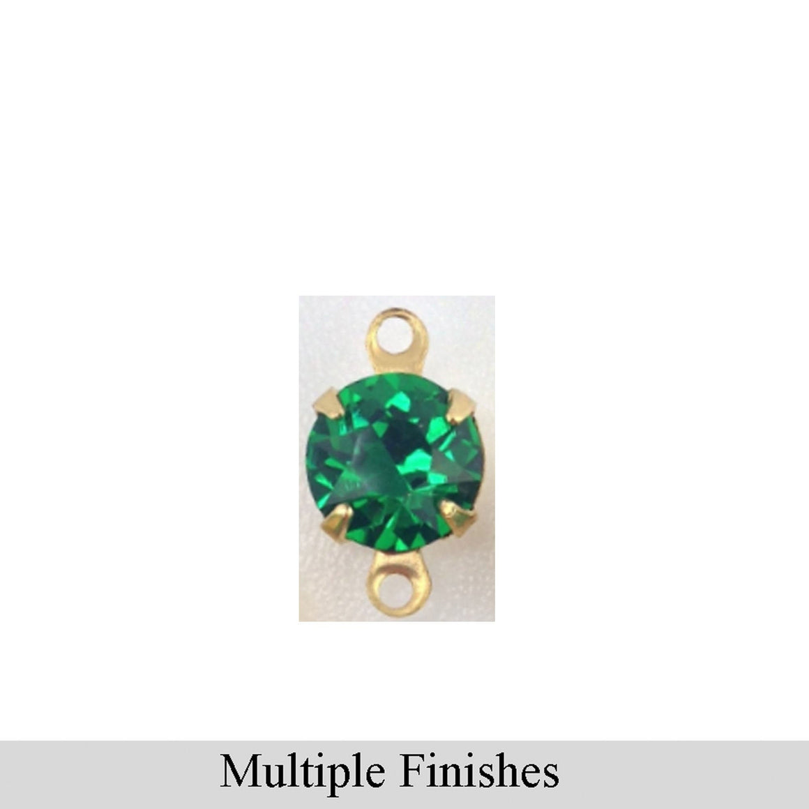 35ss Medium Emerald Faceted Glass Round Stone in 2 Loop Setting