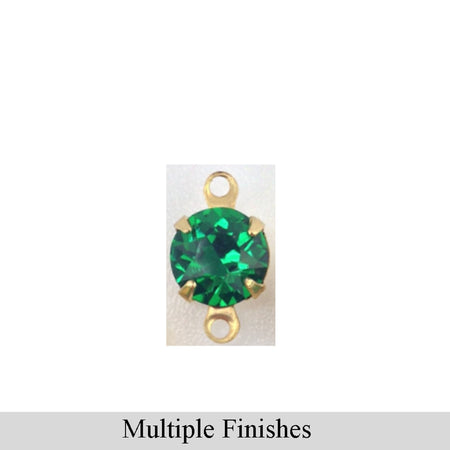 35ss Medium Emerald Faceted Glass Round Stone in 2 Loop Setting