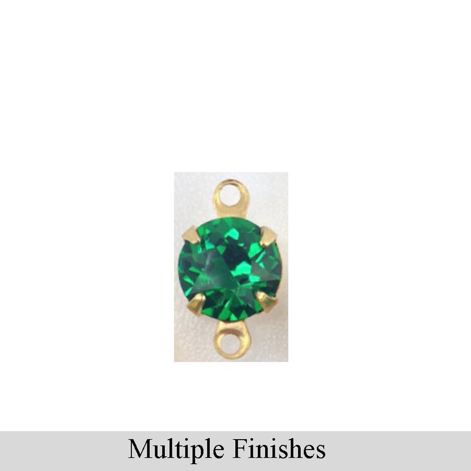 35ss Medium Emerald Faceted Glass Round Stone in 2 Loop Setting