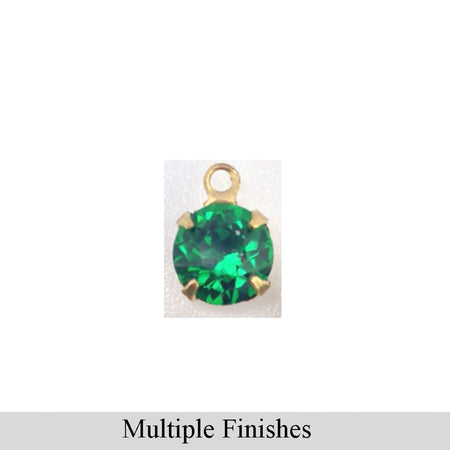 35ss Medium Emerald Faceted Glass Round Stone in 1 Loop Setting