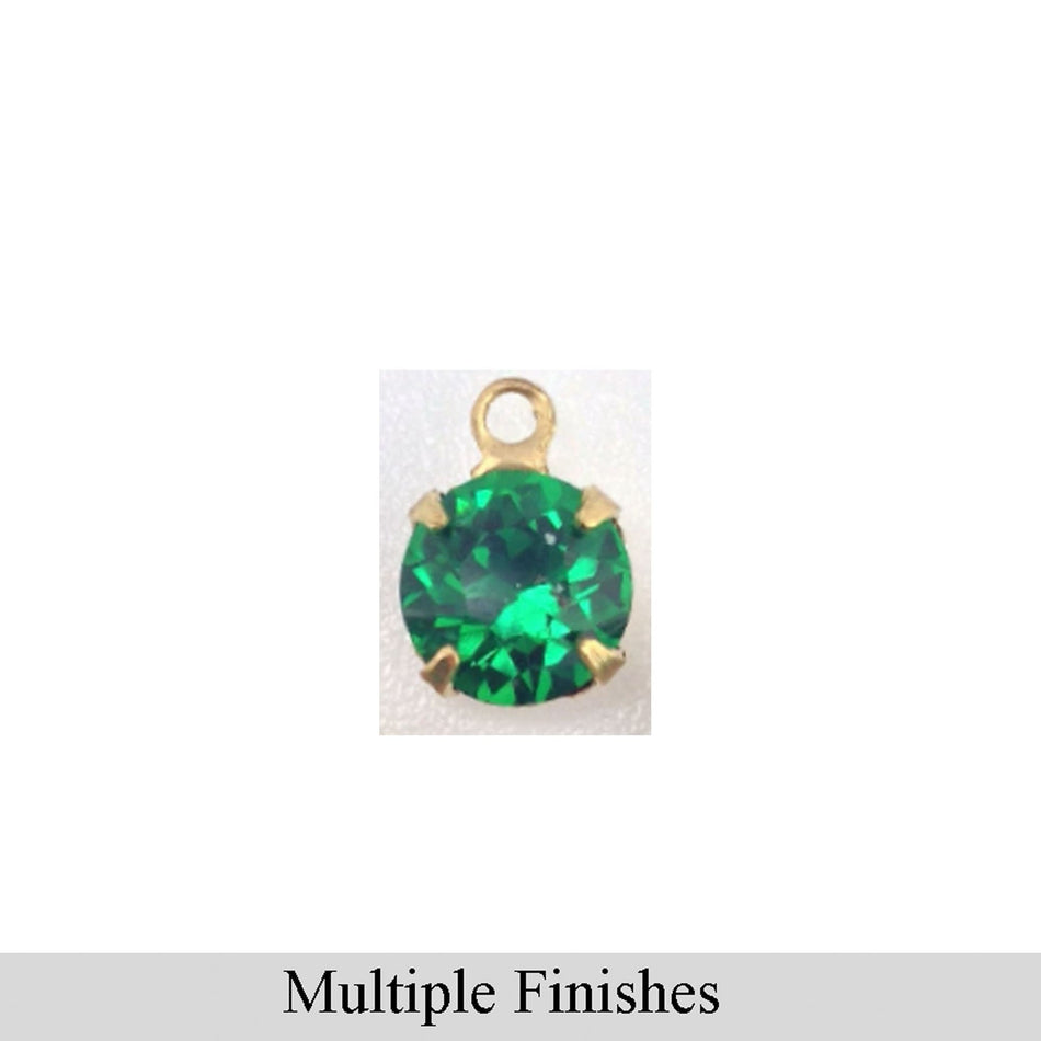 35ss Medium Emerald Faceted Glass Round Stone in 1 Loop Setting
