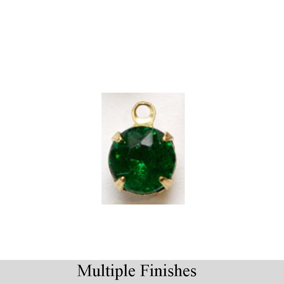 35ss Emerald Faceted Glass Round Stone in 1 Loop Setting