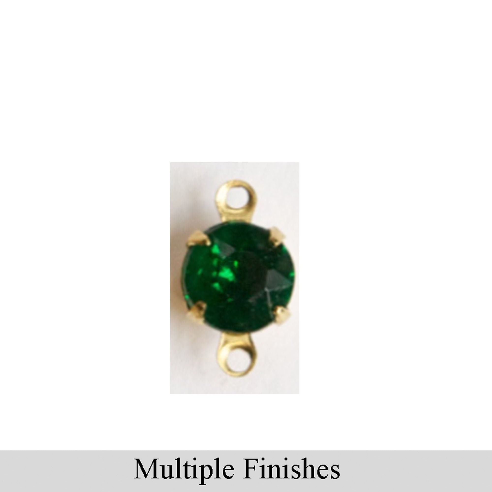 35ss Emerald Faceted Glass Round Stone in 2 Loop Setting