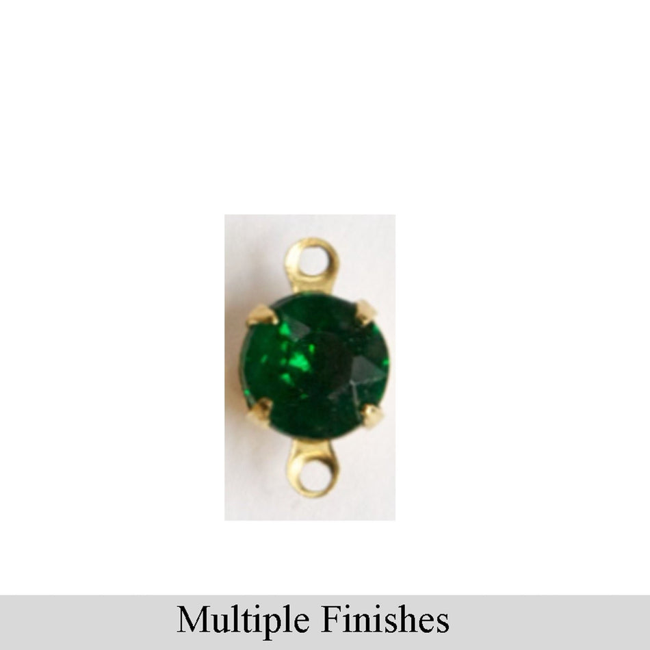 35ss Emerald Faceted Glass Round Stone in 2 Loop Setting