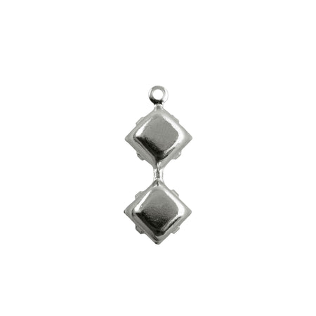 6mm White Moonglow Glass Square Stone in 1 Loop Double Setting