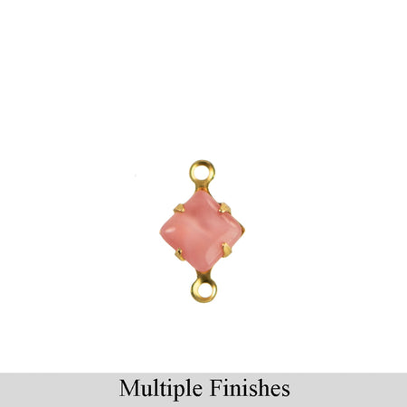 6mm Pink Moonglow Glass Square Stone in 2 Loop Setting