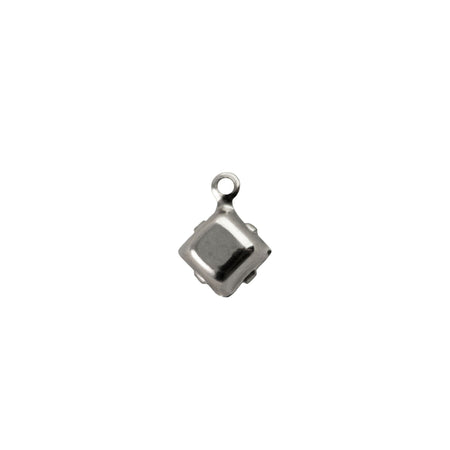 6mm Pink Moonglow Glass Square Stone in 1 Loop Setting