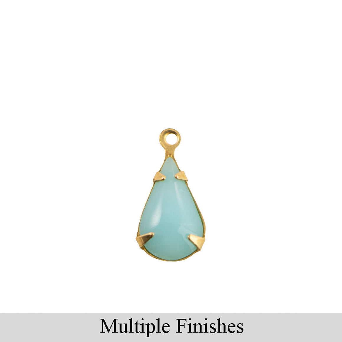 13x8mm Calcedon Blue Glass Teardrop Stone in 1 Loop Setting