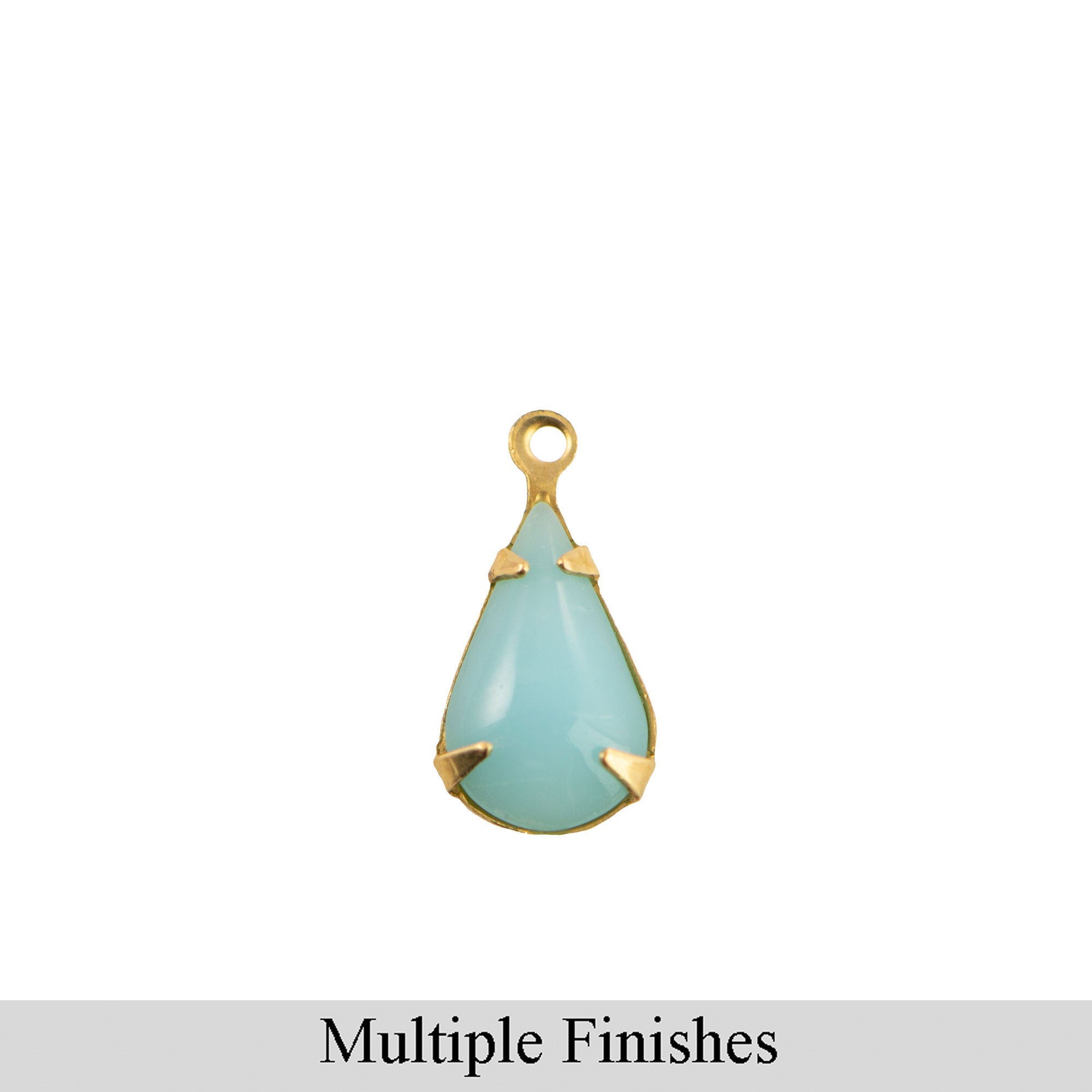 13x8mm Calcedon Blue Glass Teardrop Stone in 1 Loop Setting
