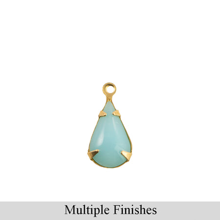 13x8mm Calcedon Blue Glass Teardrop Stone in 1 Loop Setting