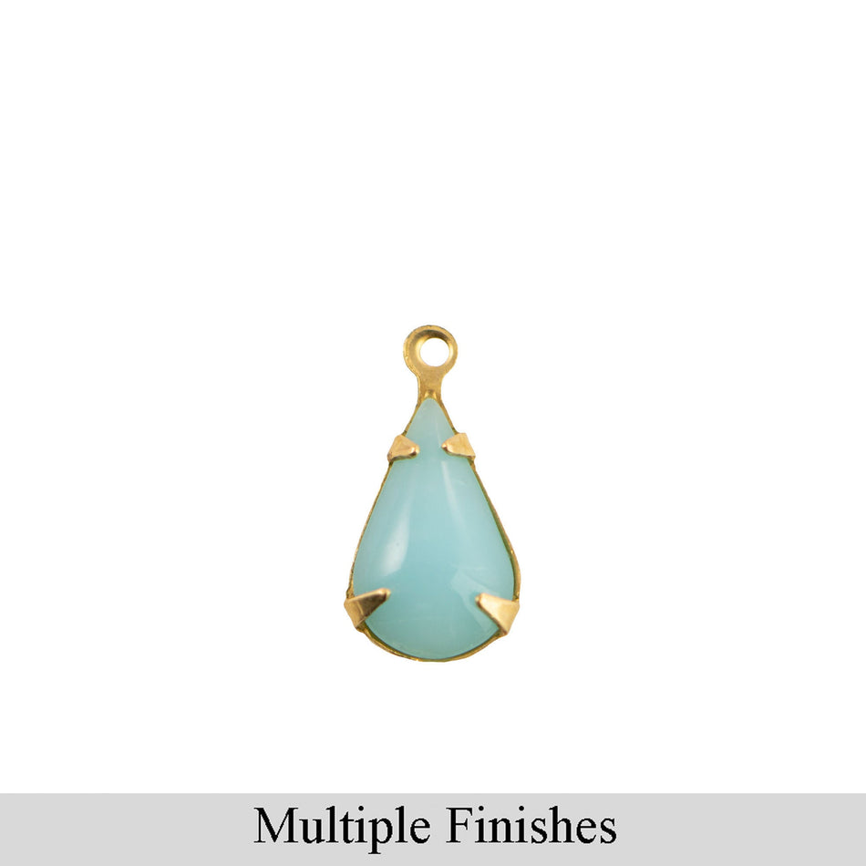 13x8mm Calcedon Blue Glass Teardrop Stone in 1 Loop Setting