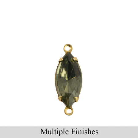 15x7mm Black Diamond Faceted Glass Navette Stone in 2 Loop Setting