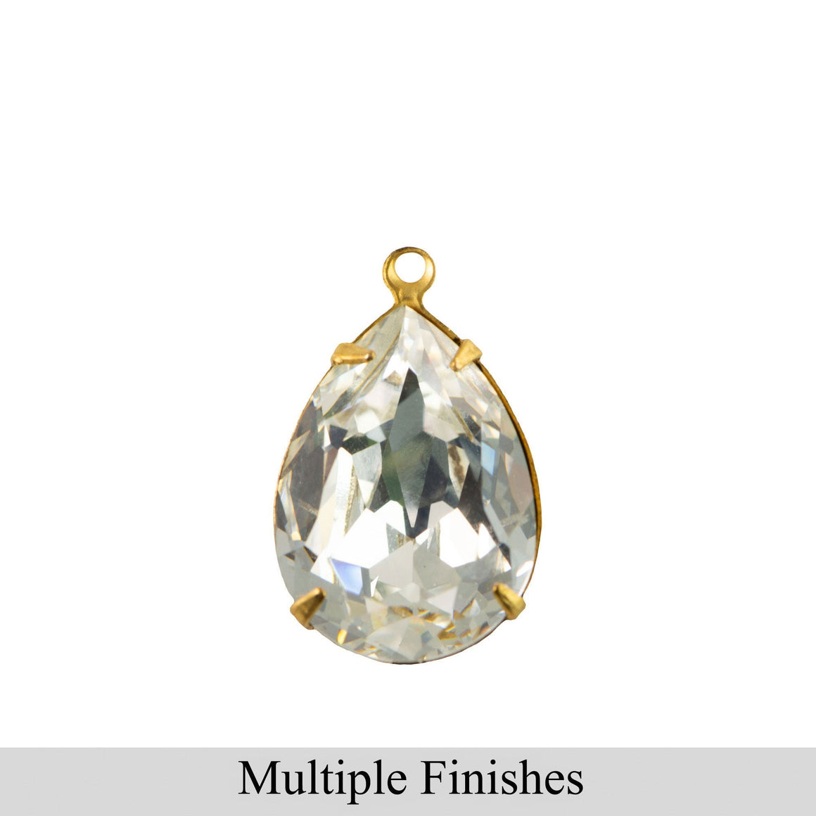 18x13mm Swarovski Clear Faceted Glass Pear Stone in 1 Loop Setting