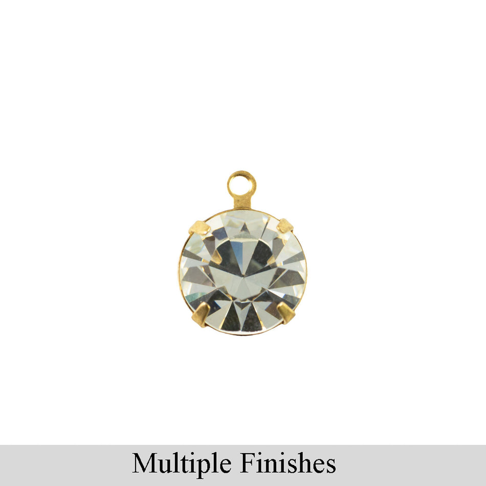 40ss Clear Faceted Glass Round Stone in 1 Loop Setting