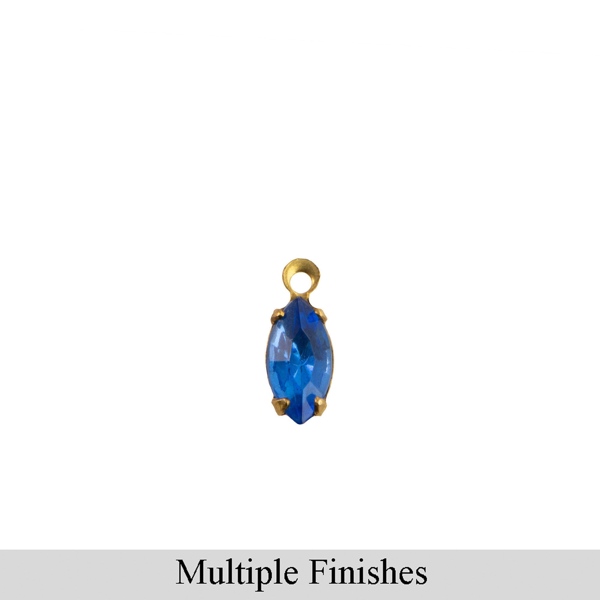8x4mm Sapphire Faceted Glass Navette Stone in 1 Loop Setting