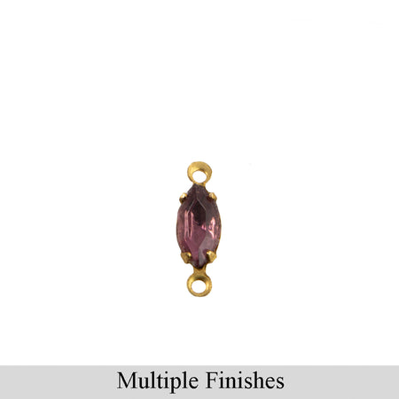 8x4mm Amethyst Faceted Glass Navette Stone in 2 Loop Setting