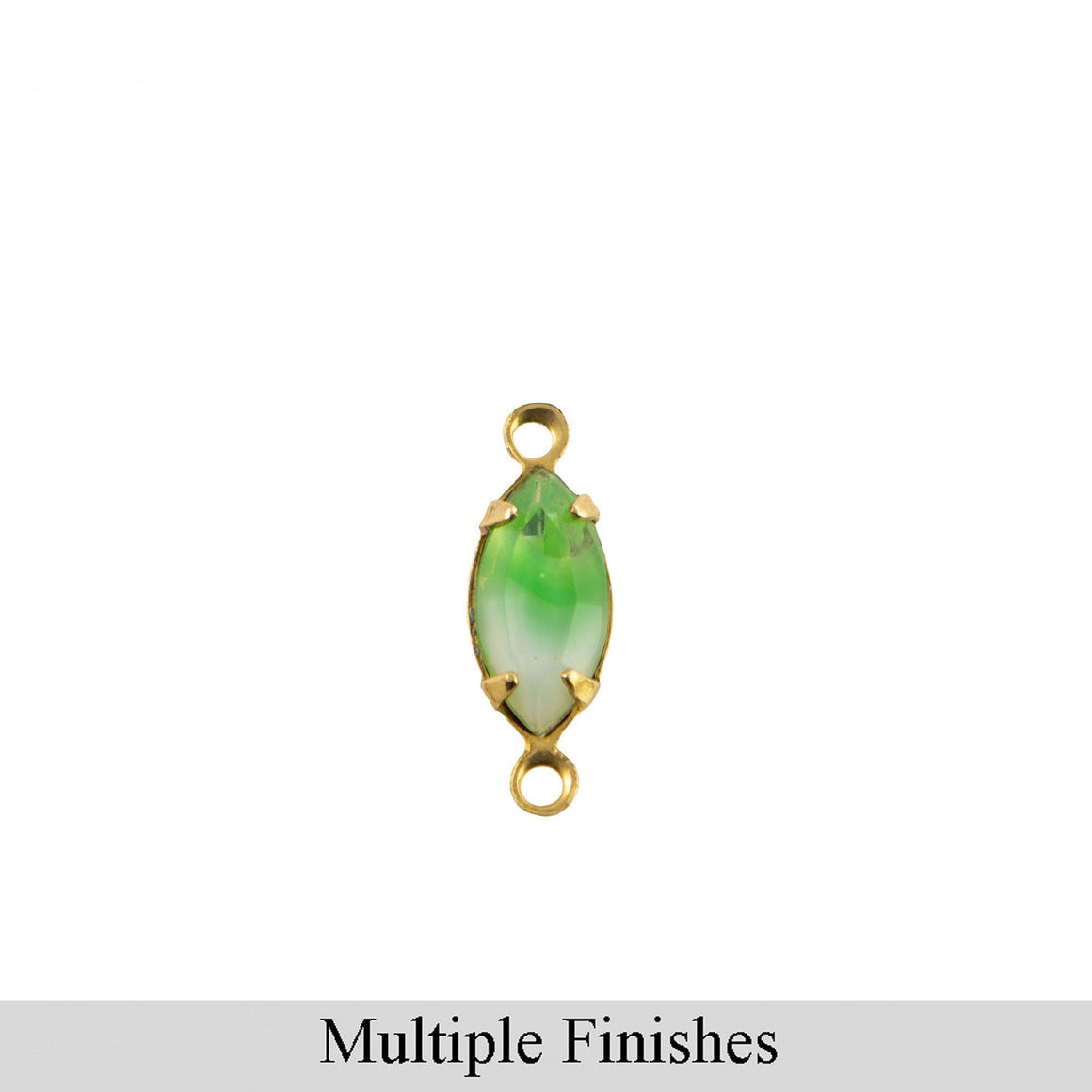 10x5mm Green White Givre Faceted Glass Navette Stone in 2 Loop Setting