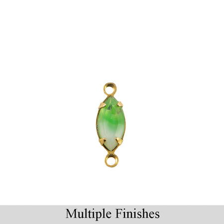 10x5mm Green White Givre Faceted Glass Navette Stone in 2 Loop Setting