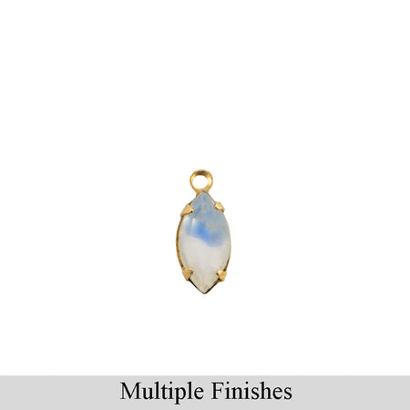 10x5mm Blue White Givre Faceted Glass Navette Stone in 1 Loop Setting