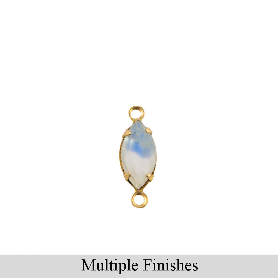 10x5mm Blue White Givre Faceted Glass Navette Stone in 2 Loop Setting