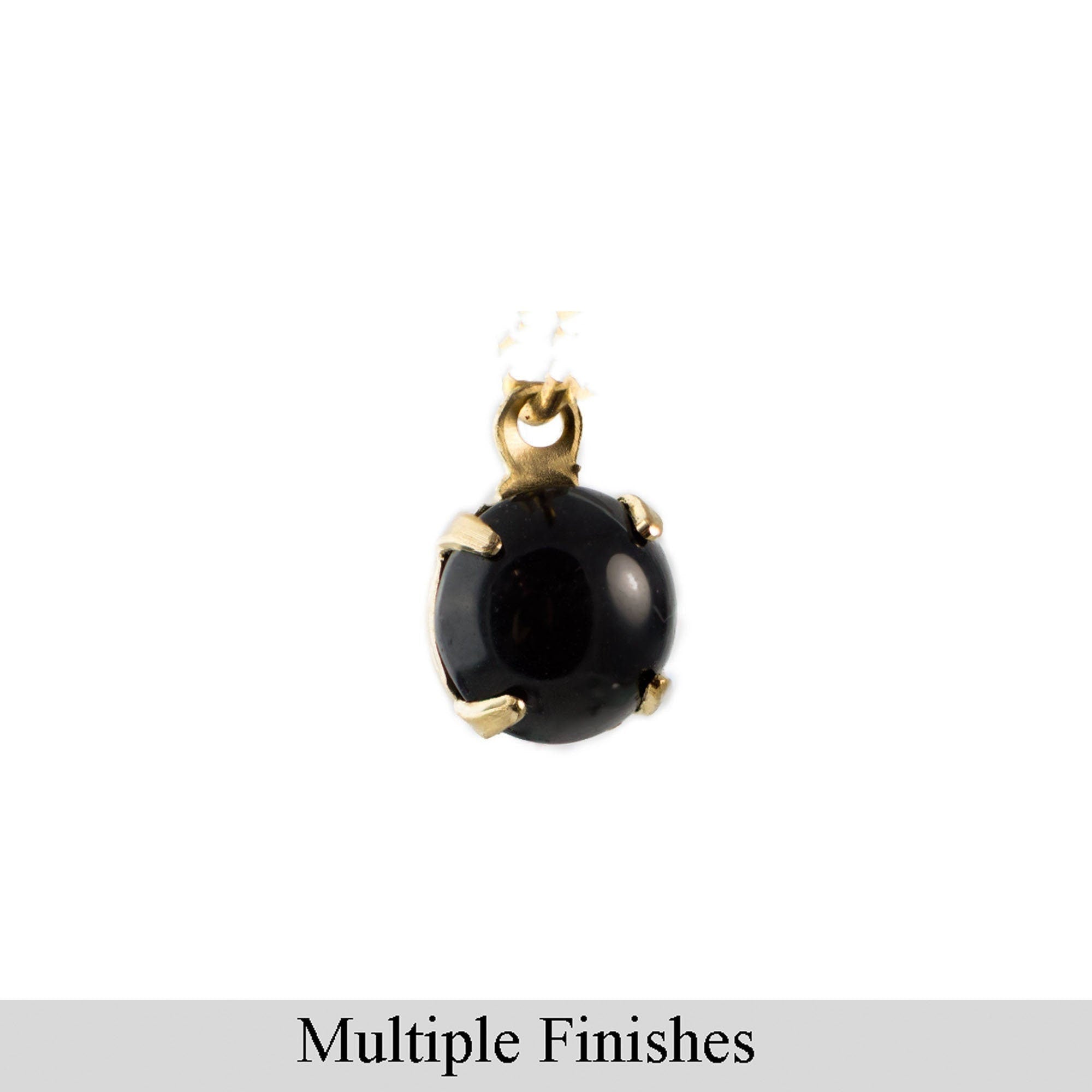 35ss Black Faceted Glass Round Stone in 1 Loop Setting