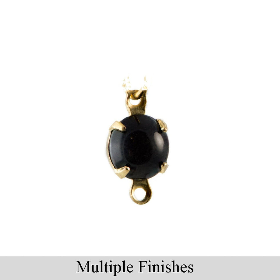 35ss Black Faceted Glass Round Stone in 2 Loop Setting