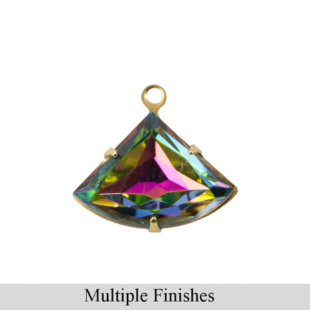 18x13mm Vitrail Faceted Glass Fan Stone in 1 Loop Setting