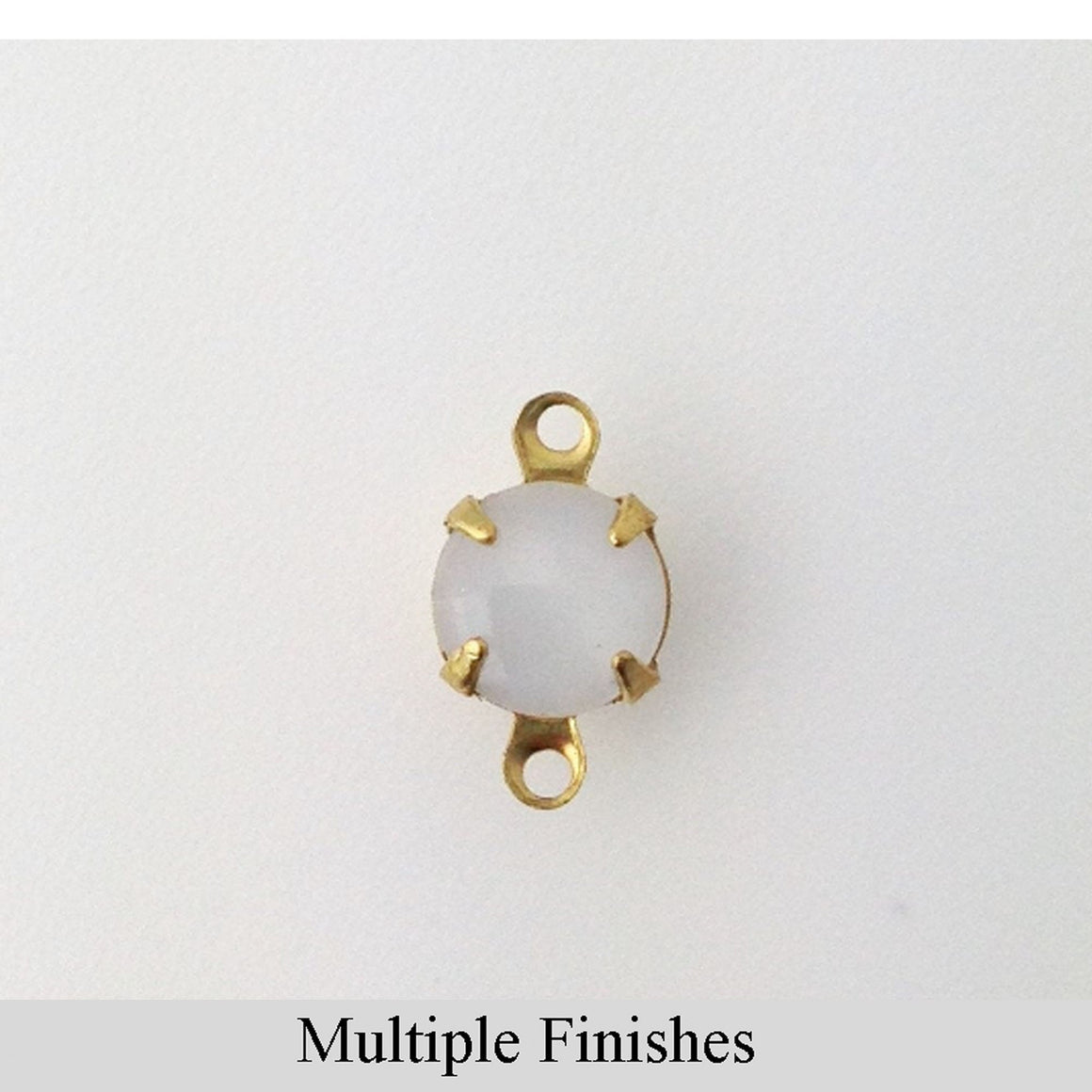 35ss White Moonglow Glass Round Stone in 2 Loop Setting