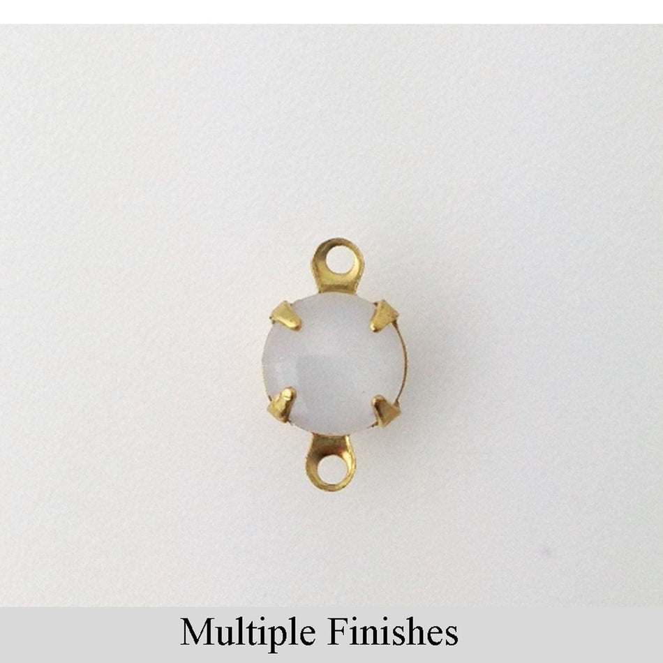 35ss White Moonglow Glass Round Stone in 2 Loop Setting