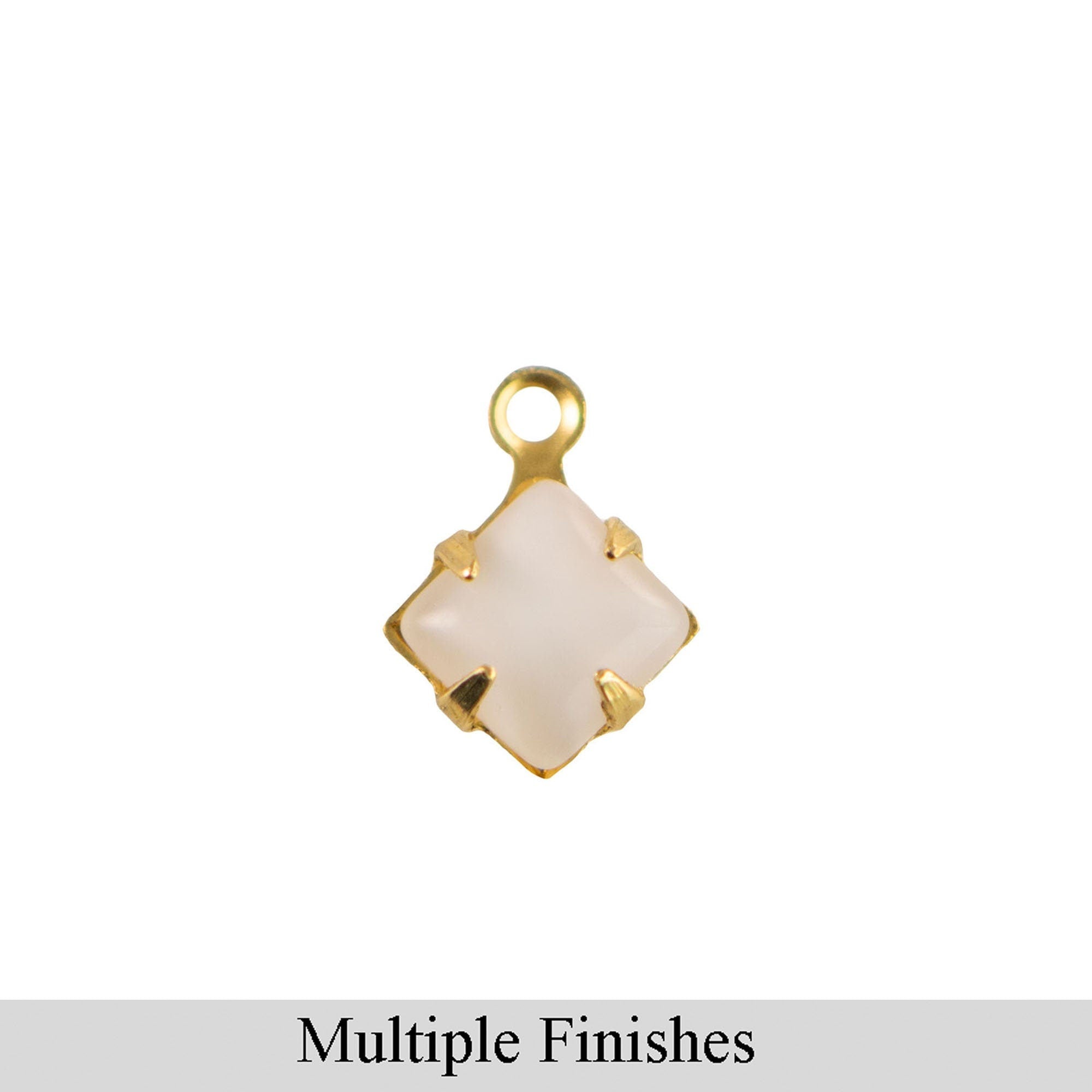 8mm White Moonglow Glass Square Stone in 1 Loop Setting
