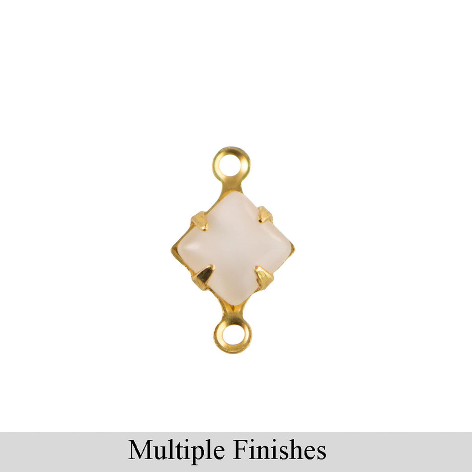 8mm White Moonglow Glass Square Stone in 2 Loop Setting