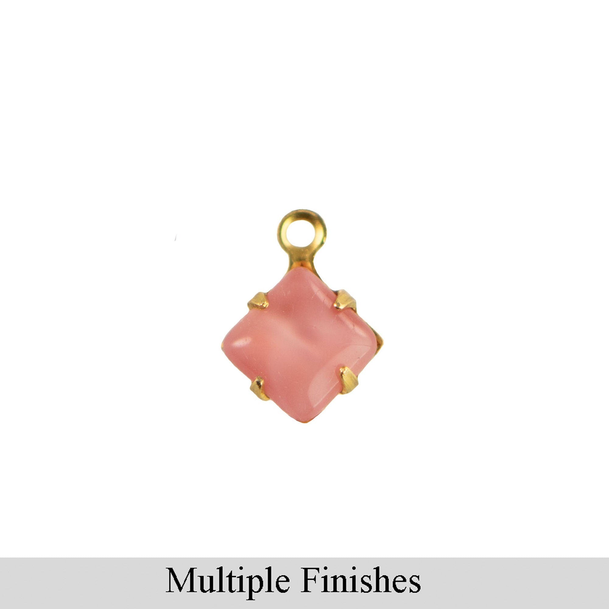 8mm Pink Moonglow Glass Square Stone in 1 Loop Setting