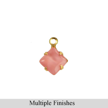 8mm Pink Moonglow Glass Square Stone in 1 Loop Setting