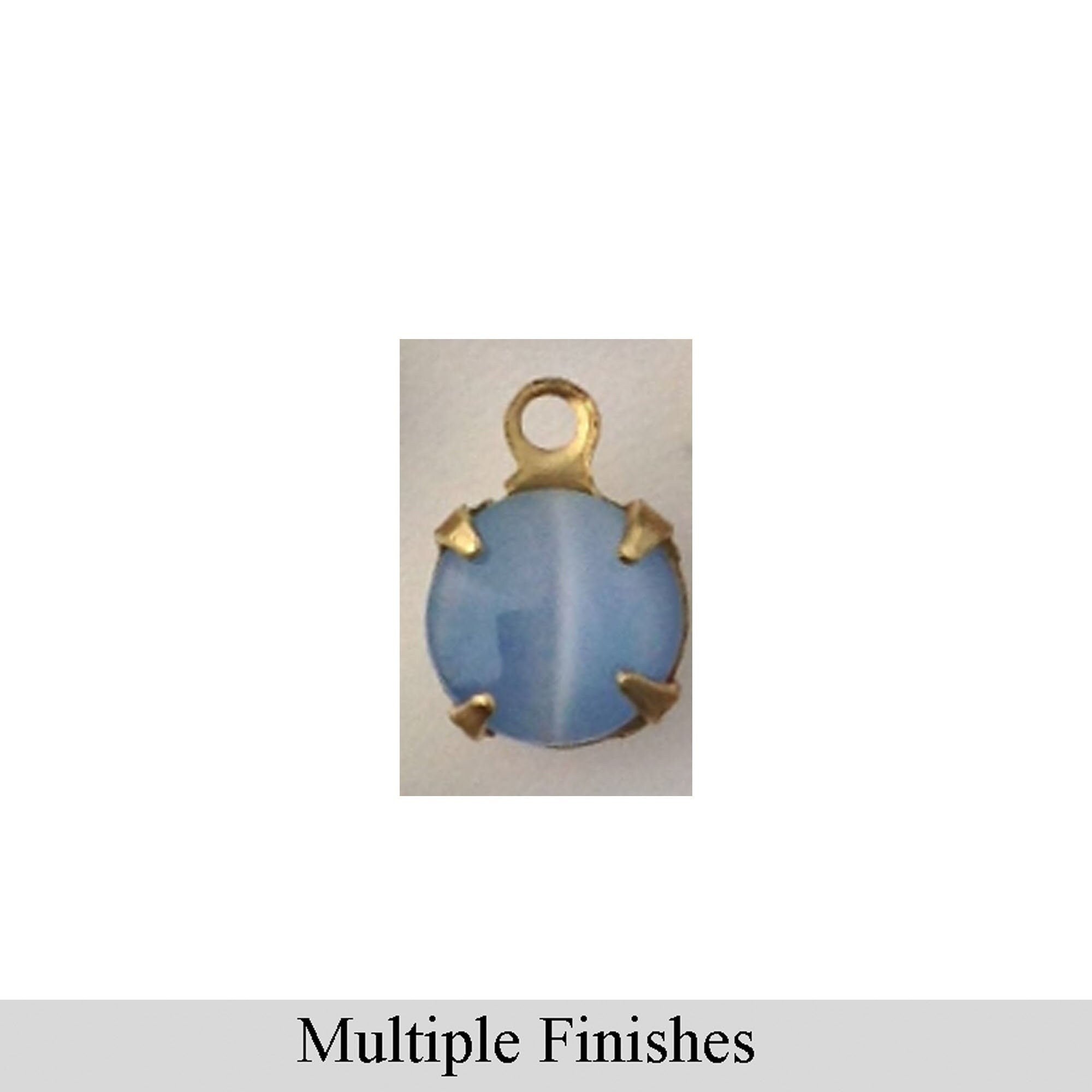 35ss Blue Moonglow Glass Round Stone in 1 Loop Setting