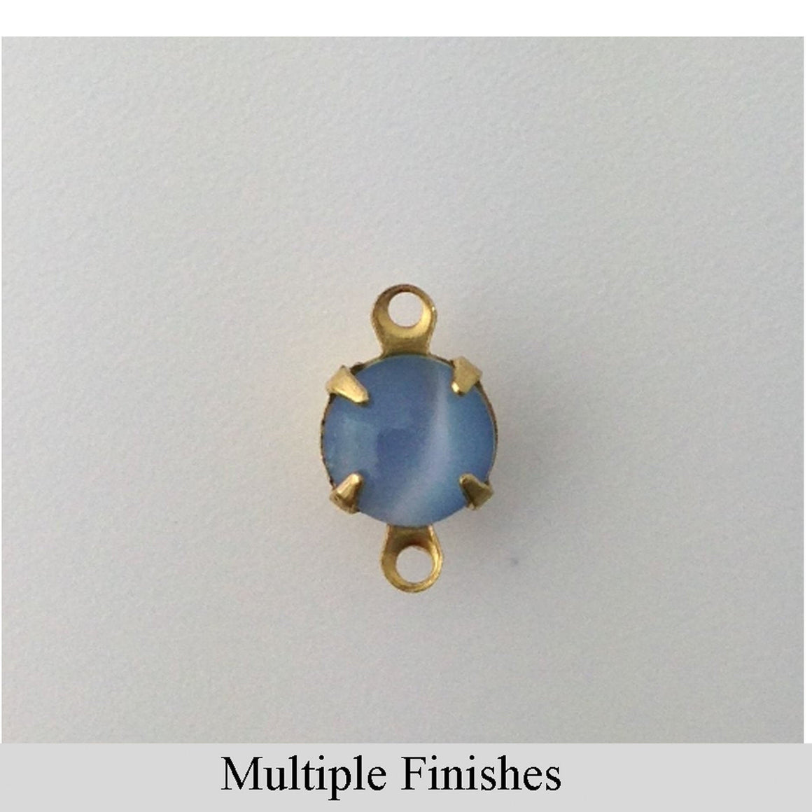35ss Blue Moonglow Glass Round Stone in 2 Loop Setting