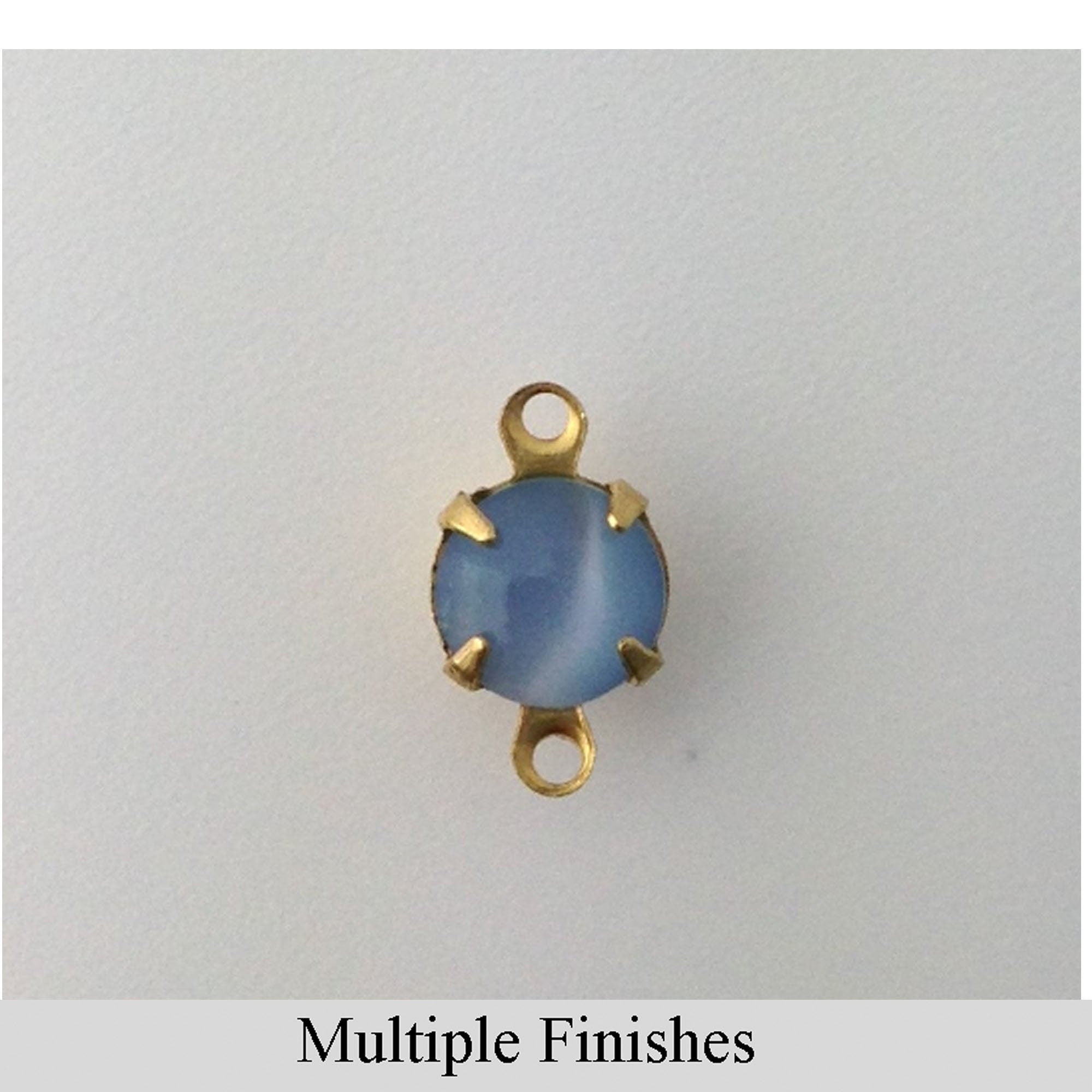 35ss Blue Moonglow Glass Round Stone in 2 Loop Setting
