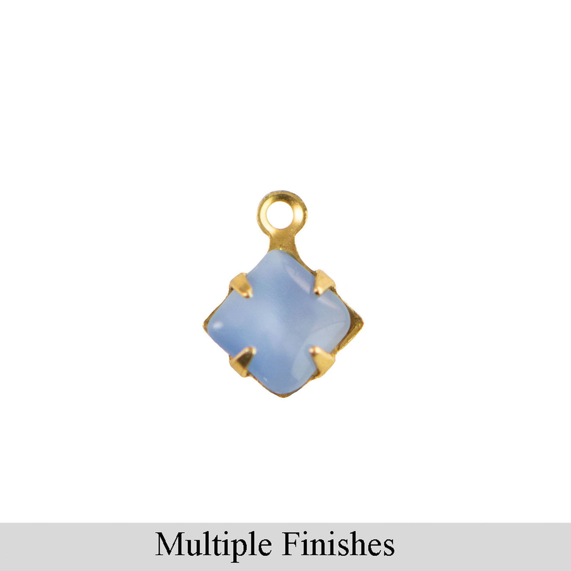8mm Blue Moonglow Glass Square Stone in 1 Loop Setting