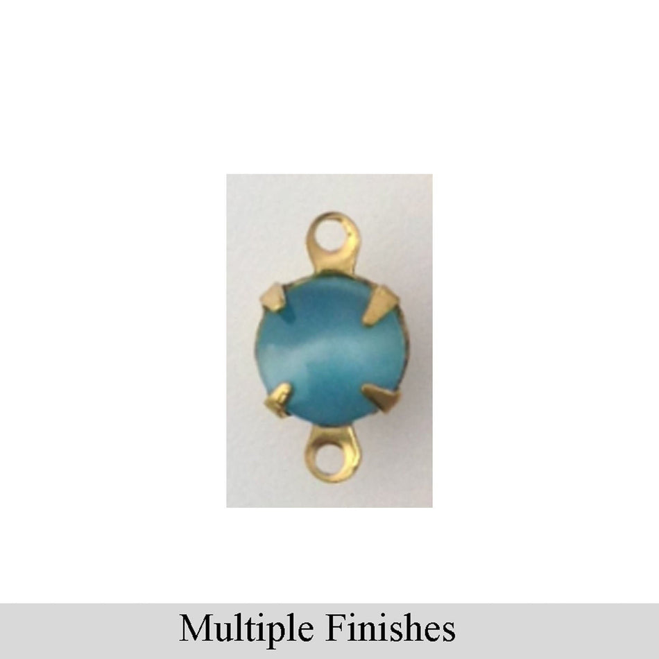 35ss Aquamarine Moonglow Glass Round Stone in 2 Loop Setting