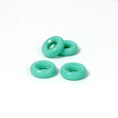 9mm Turquoise Czech Pressed Glass Rings (20)