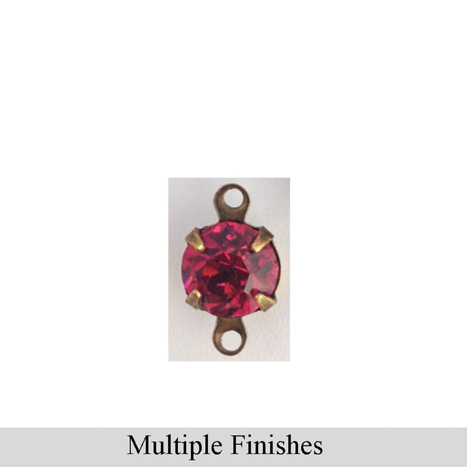 35ss Rose Faceted Glass Round Stone in 2 Loop Setting
